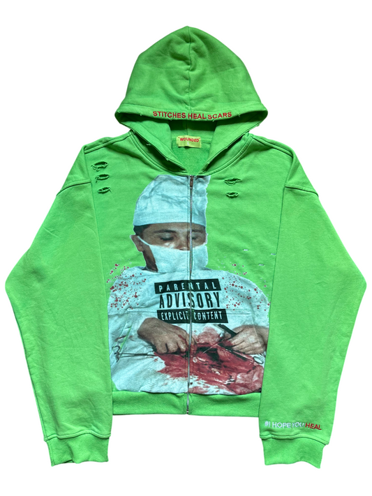 Green wounded zip-up